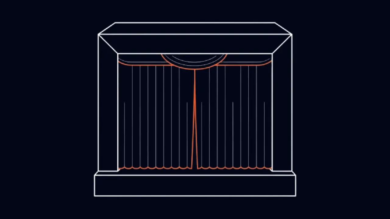A wooden Kamishibai stage with its curtains closed